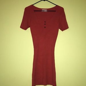 Urban outfitters mini dress in corral with ribbed detailing and three buttons